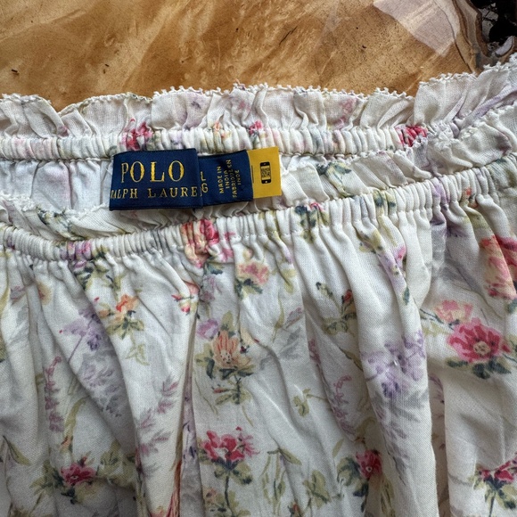 Romantic Ralph Lauren Polo Blouse | Flower Blouse | Crop Top | Off the Shoulder - Picture 2 of 6